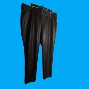 Women's Black Faux Leather Pull-On Capris